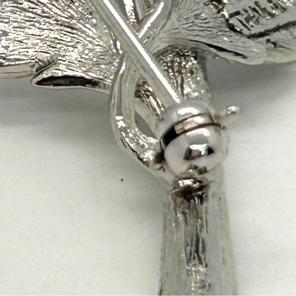 Nolan Miller Anniversary Rose Brooch Pin Pave Rhinestone Silver Tone Vintage - Picture 11 of 16